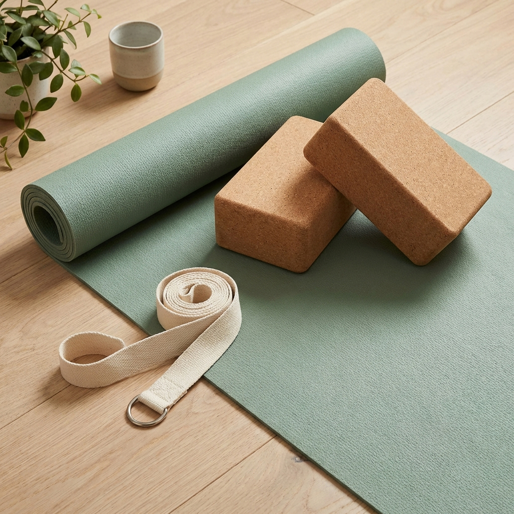 Yoga Equipment Grundausstattung: Matte, Blöcke und Gurt