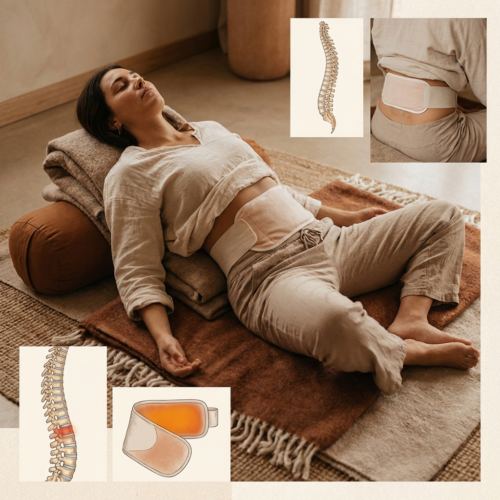 Yoga Übung Liegender Schmetterling mit Wärmeumschlag