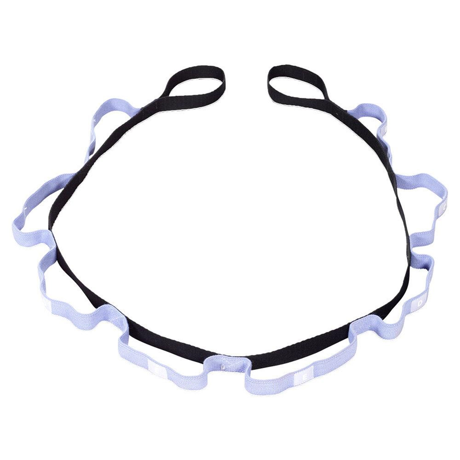 Ein elastisches Dehnband mit mehreren Schlaufen, wie es beim Stretching oder Yoga verwendet wird.