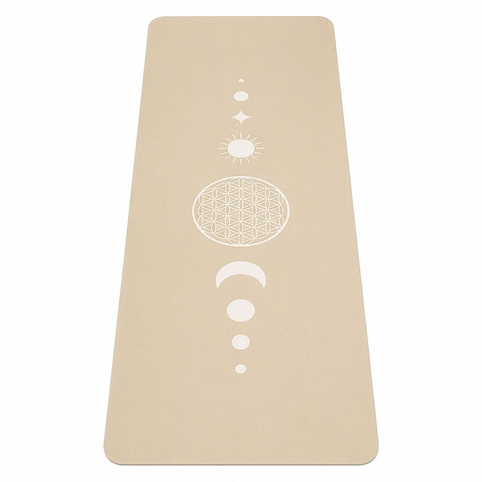 Yogi und Yogini TPE-Yogamatte Blume des Lebens in Beige ausgelegt