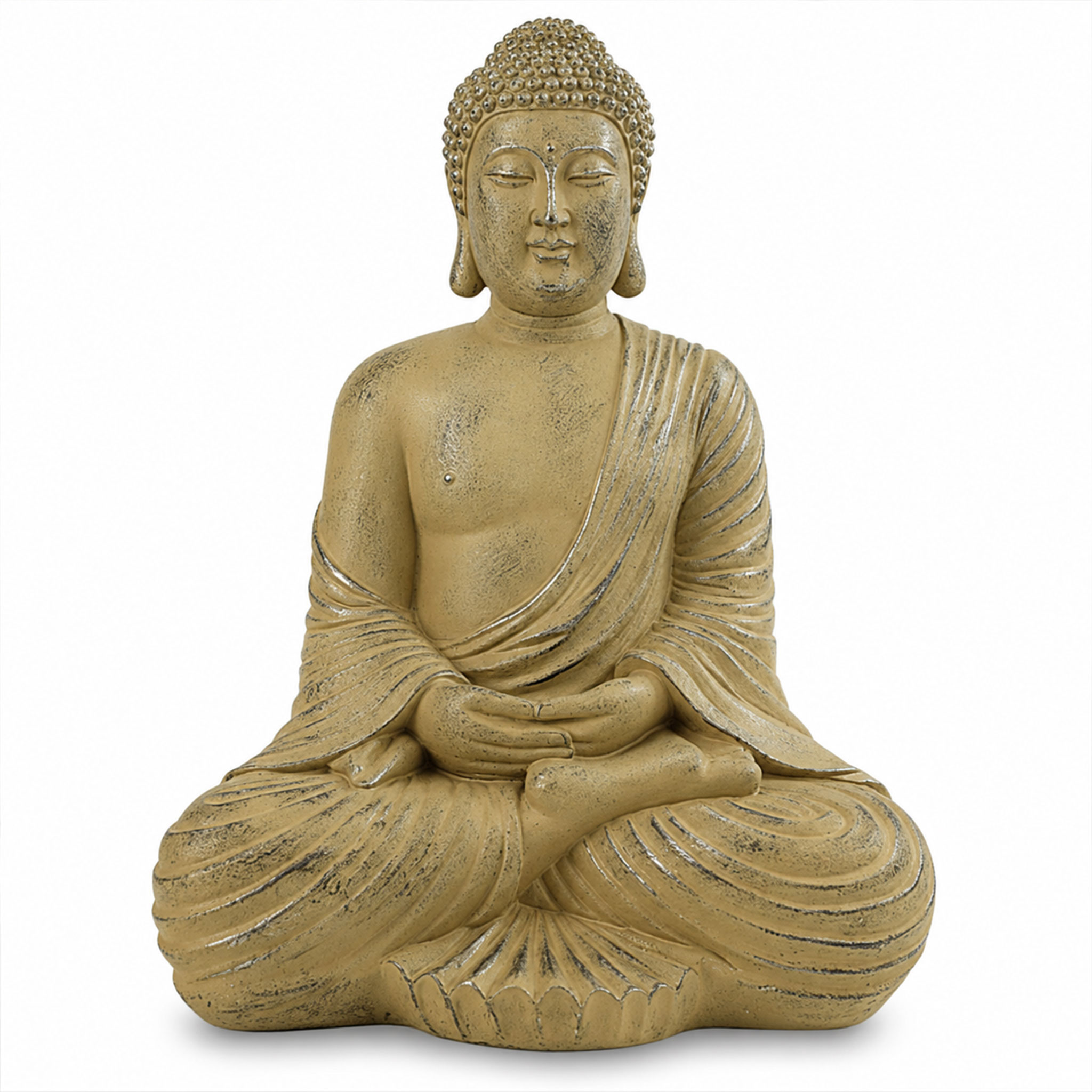 Goldfarbene sitzende Buddha-Statue in Meditationshaltung