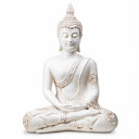 Thai Buddha Figur Weiß Polyresin 27,5 cm