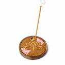 Räucherstäbchen- und Kegelhalter mit Edelsteinen – Namaste · Rosenquarz