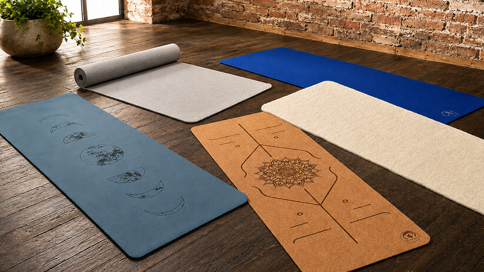 Yogamatten aus Naturkautschuk, Kork, Schurwolle und PVC als Materialvergleich