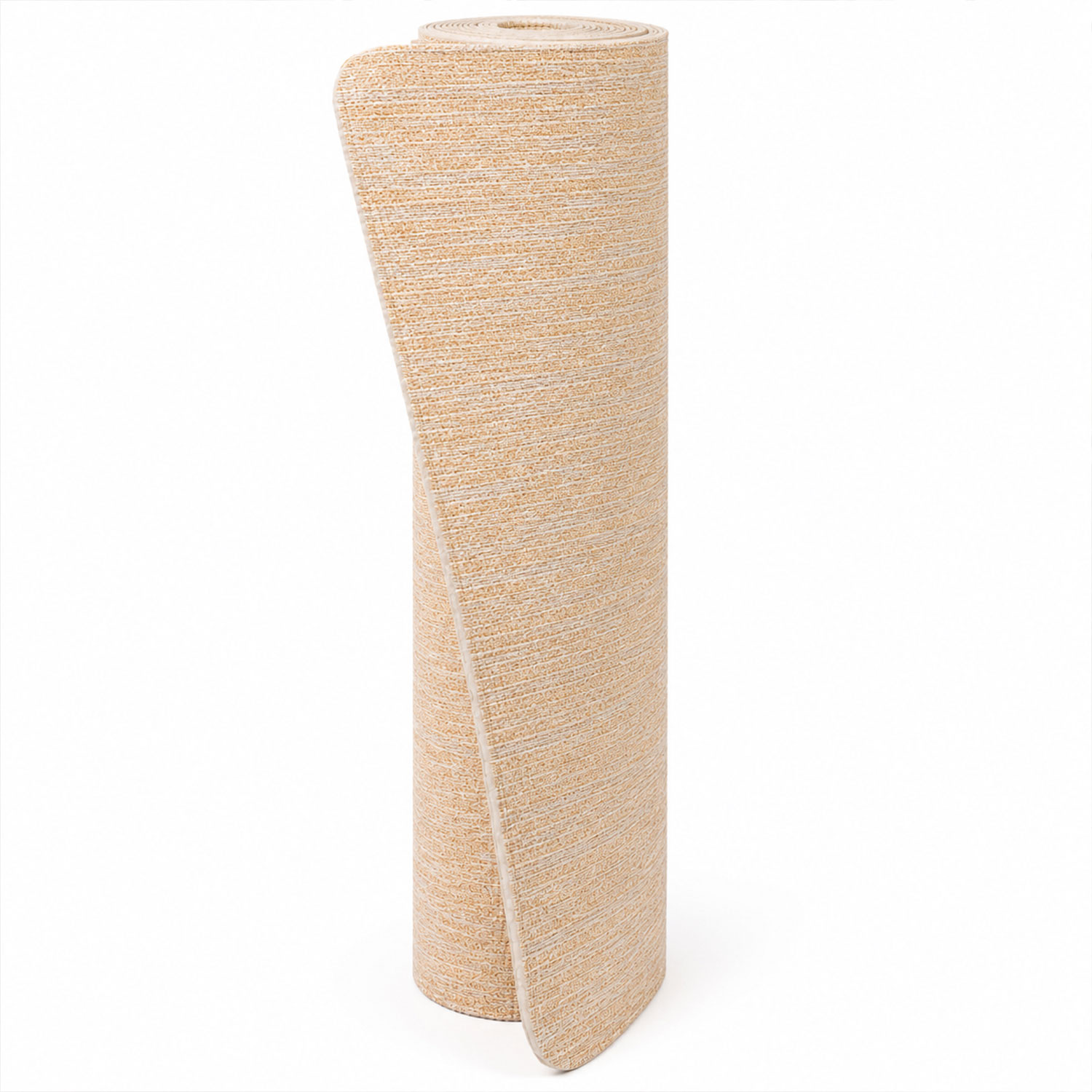 Beige aufgerollte elastische Fixierbinde vor weißem Hintergrund