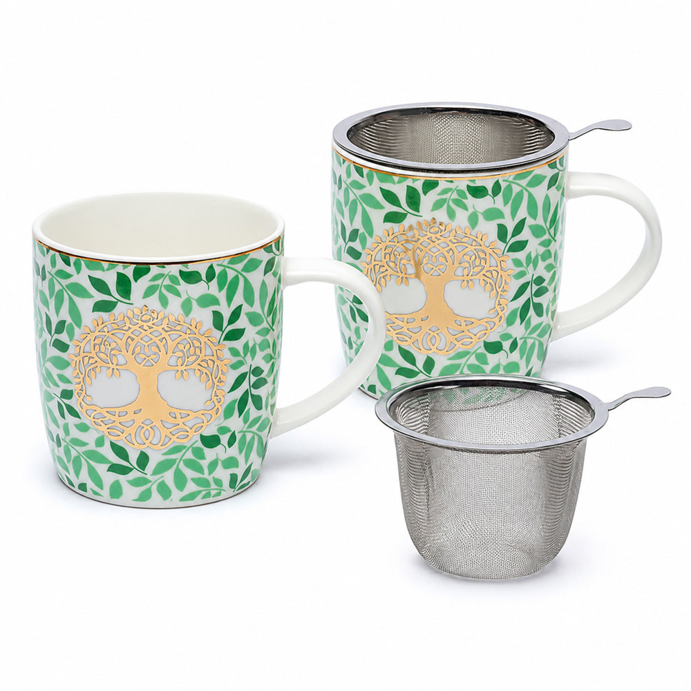 Teetasse mit Sieb Baum des Lebens im 2er-Set, 400 ml