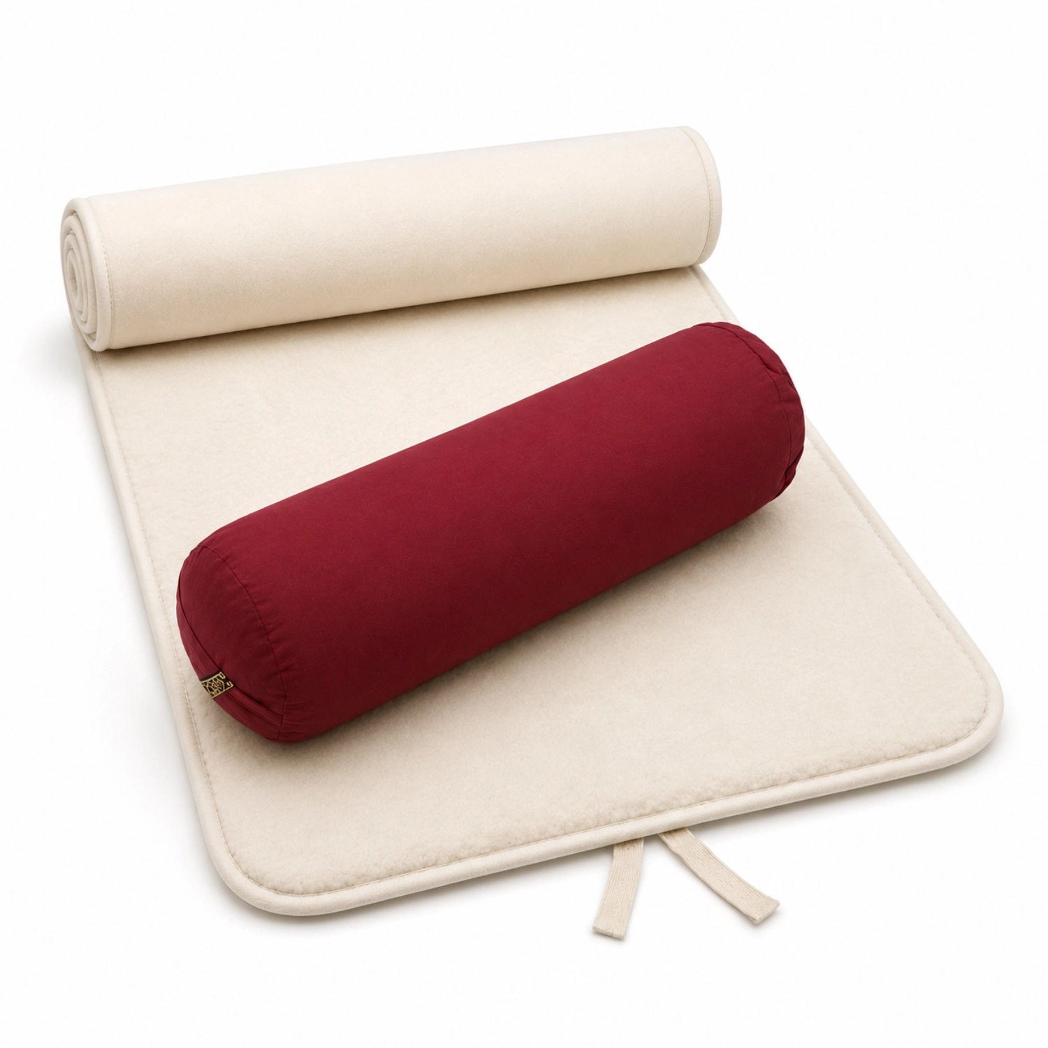 Kundalini-Set Schurwollmatte Merino 90 cm & Bio-Bolster Bordeaux