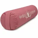Altrosafarbenes rundes Yoga-Bolster mit heller Lotus-Stickerei