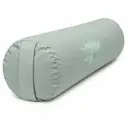 Salbeigrünes rundes Yoga-Bolster mit dezenter Lotus-Stickerei