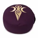 Rundes Meditationskissen Dunkelviolett mit Göttin