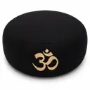 Rundes Meditationskissen Schwarz mit OM Gold