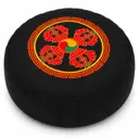 Yogakissen mit Doppeldorje Black-Orange Stickerei