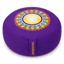 Rundes Chakra-Meditationskissen in Violett mit Sahasrara-Motiv (Chakra 7)