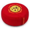 Rundes Chakra-Meditationskissen in Rot mit Muladhara-Motiv (Chakra 1)