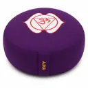 Rundes Chakra-Meditationskissen in Indigo mit Ajna-Motiv (Chakra 6)