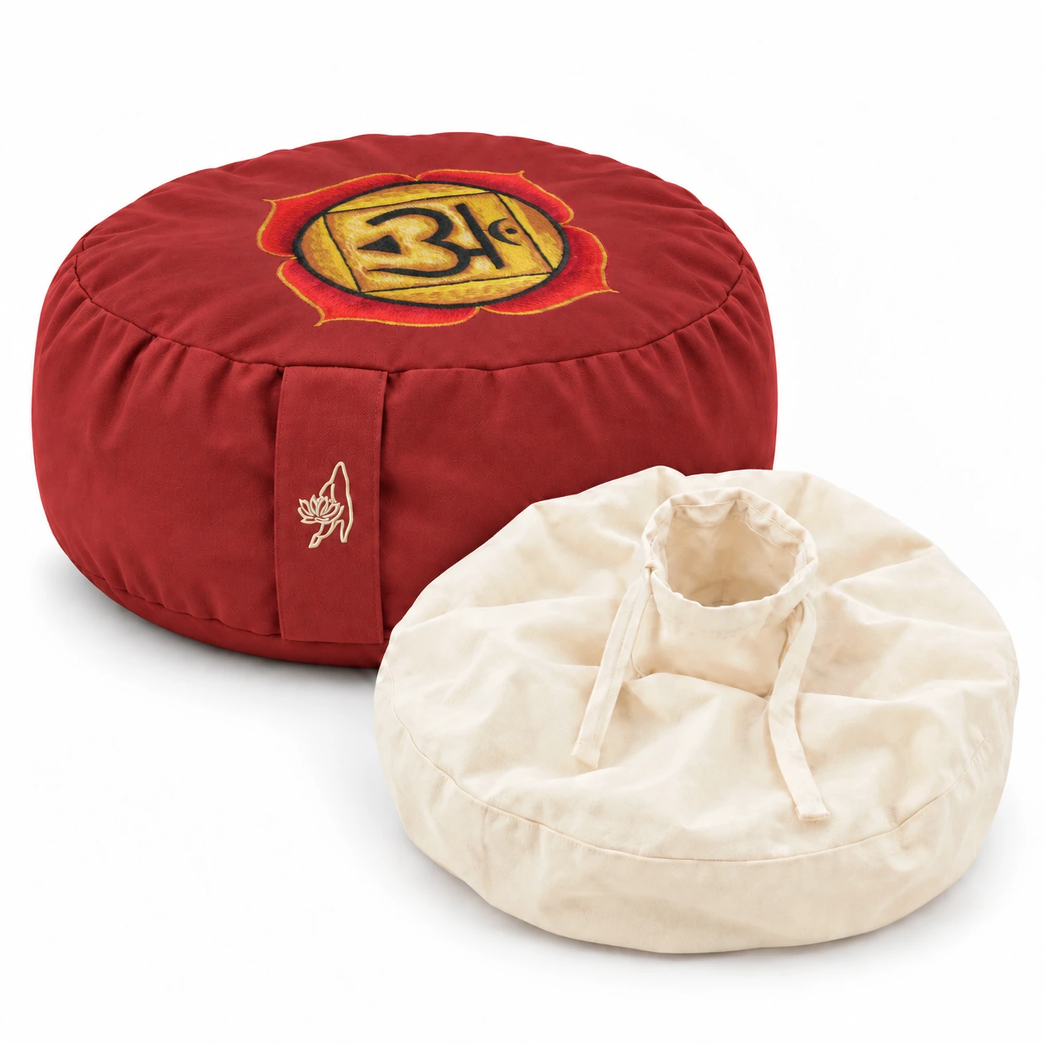 Leerer Bezug Chakra 1 mit Lotushand-Stickerei und separatem Inlett