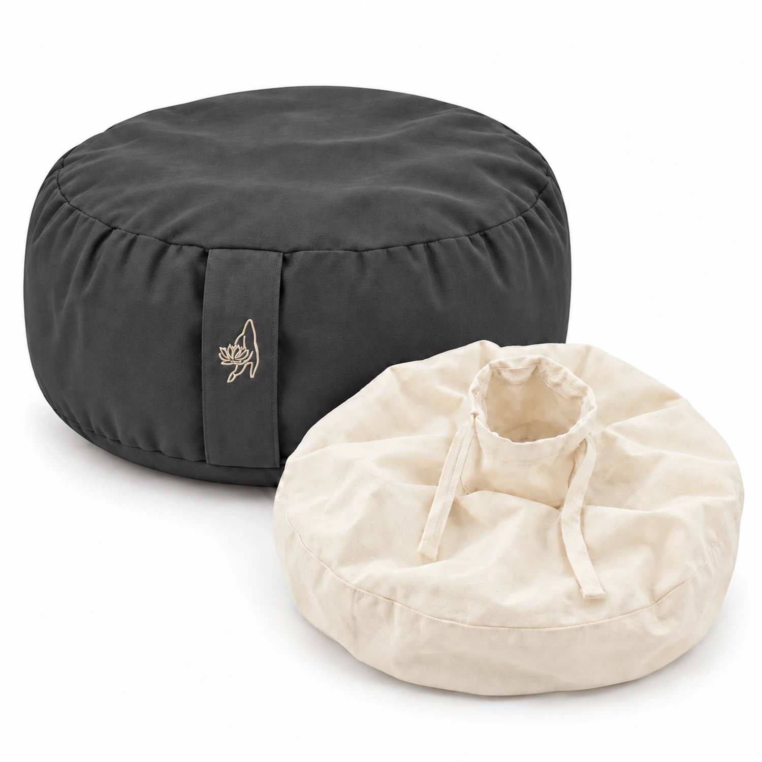 Leerer Bezug Basic XXL Anthrazit mit Lotushand-Stickerei und separatem Inlett