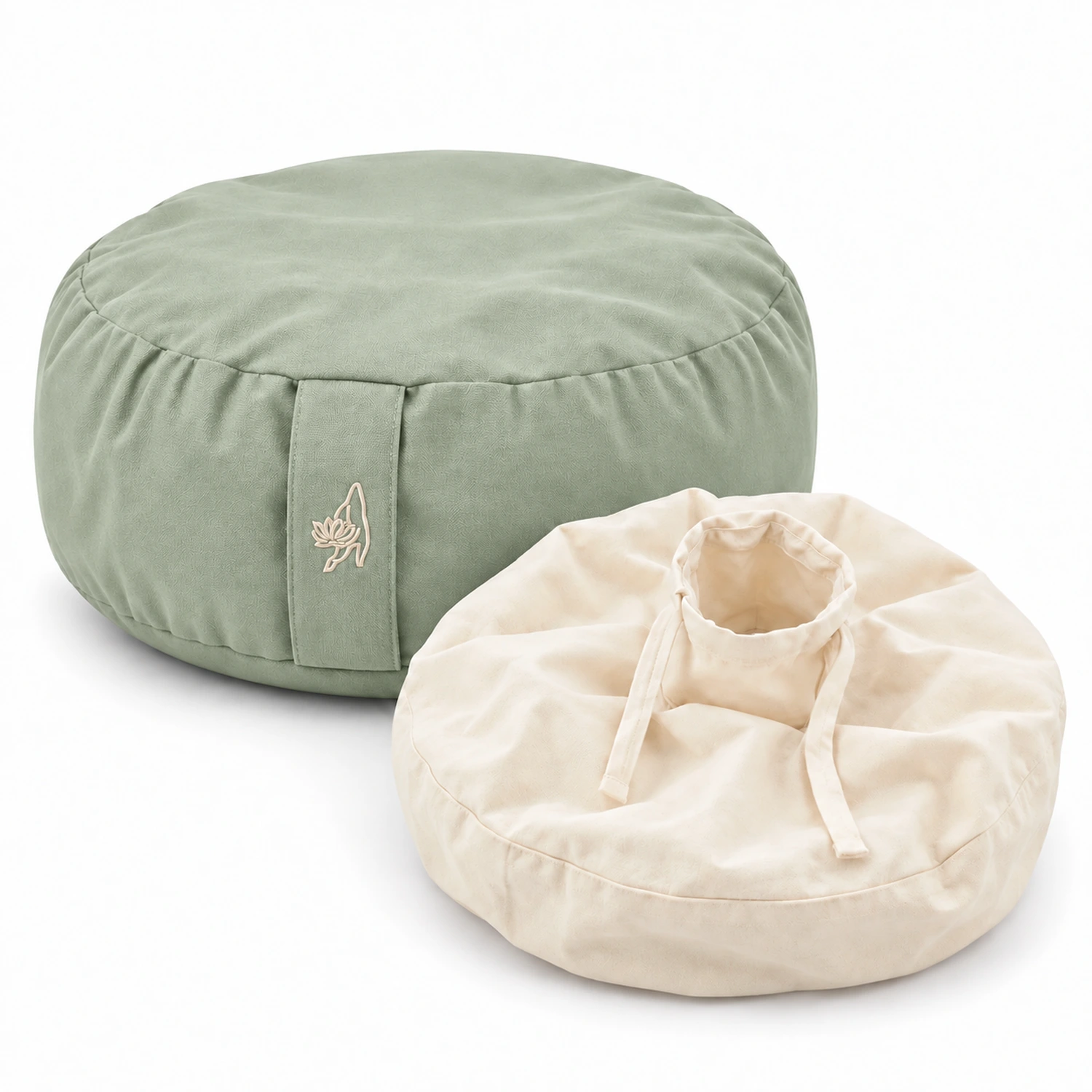 Leerer Basic-Comfort-Bezug Hellgrün mit Lotushand-Stickerei und separatem Inlett