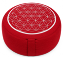 Rundes Meditationskissen Rot mit Blume des Lebens