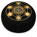 Rundes Meditationskissen Schwarz mit Metatron