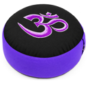 Rundes Meditationskissen Schwarz-Violett mit OM