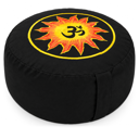 Rundes Meditationskissen Schwarz mit OM-Sonne