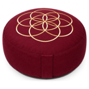 Rundes Meditationskissen Rot mit Same des Lebens