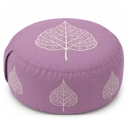 Rundes Meditationskissen Lila mit Bodhi-Blatt