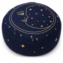 Rundes Meditationskissen Marineblau mit Mond