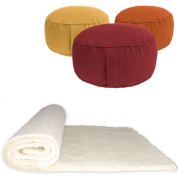 Bild von Yoga-Set Meditation (Schurwollmatte KHF + Lotus Kissen)