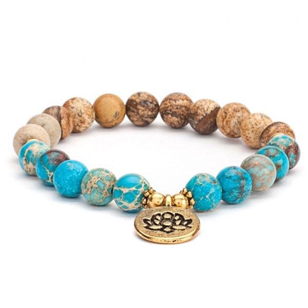 Meditationsarmband Mala-Armband mit Buddha-Charme Lotusanhänger Mala-Perlen Mala elastisches Armband aus natürlichem it   Yoga-Armband spirituelle Perlen Armband