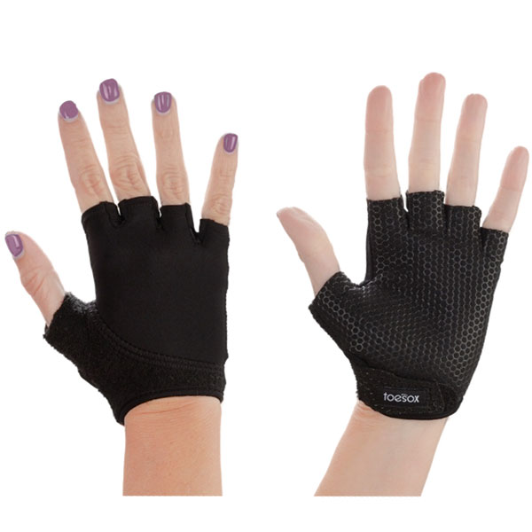 Fitnesshandschuhe mit Grip grau Yoga Handschuhe und Yoga-Pad 