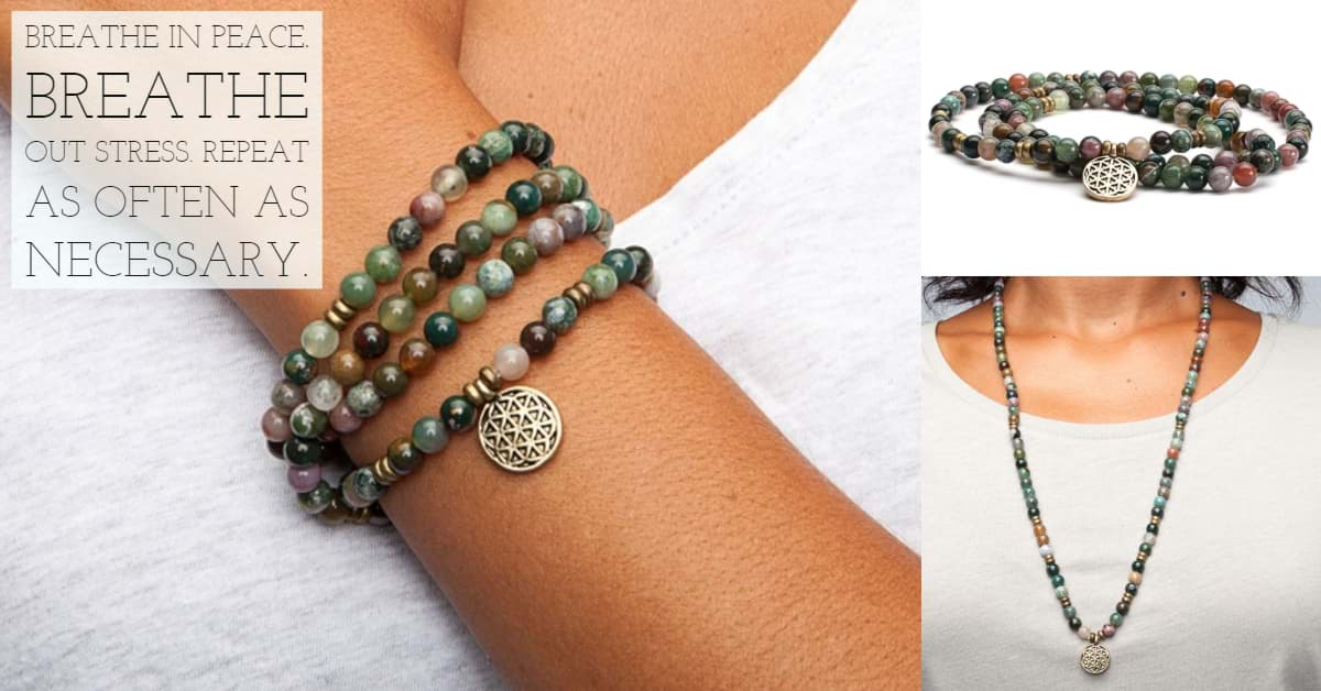 Mala Armband und Kette aus Achat mehrfarbig